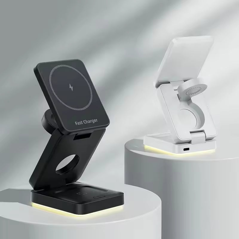 3 in 1 Magnetic Wireless Charger For Multiple Devices With Lighting Base