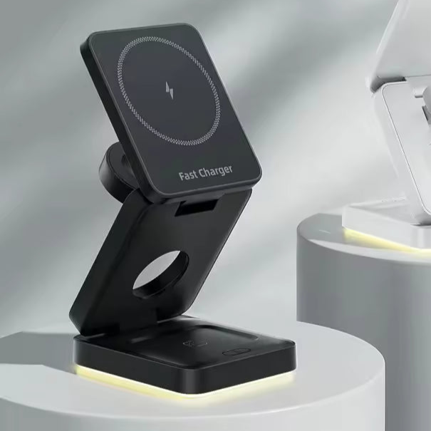 3 in 1 Magnetic Wireless Charger For Multiple Devices With Lighting Base