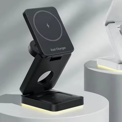 3 in 1 Magnetic Wireless Charger For Multiple Devices With Lighting Base
