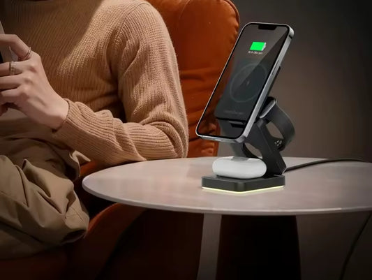 3 in 1 Magnetic Wireless Charger For Multiple Devices With Lighting Base