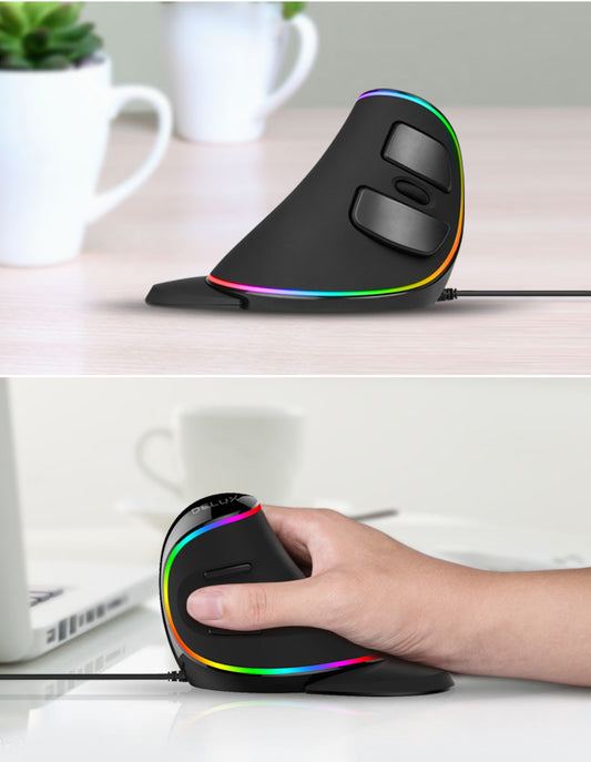 Ergonomic Vertical RGB Snail Mouse for PC Laptop Computer (Wired/Wireless/Right Hand Mice)